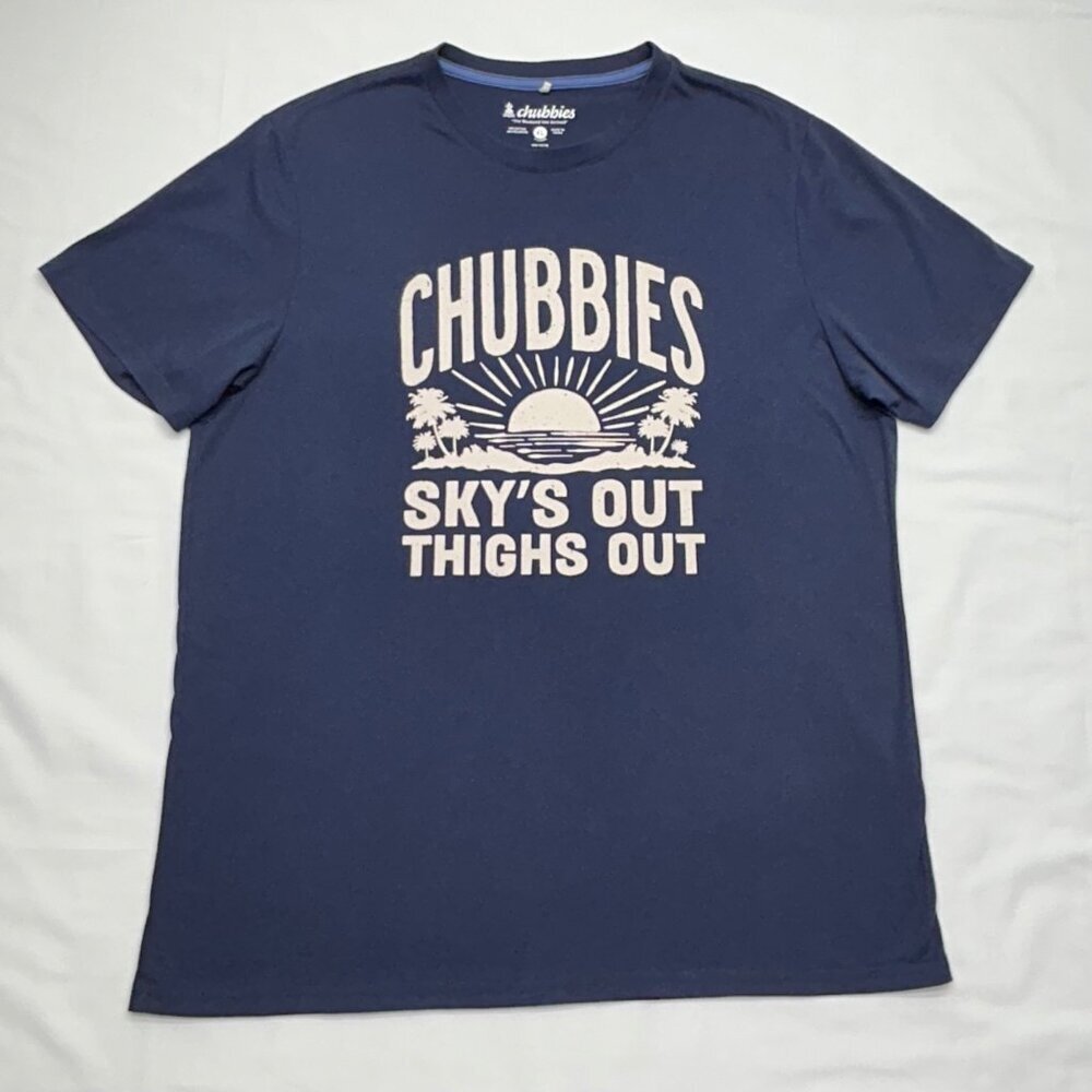 Chubbies Skys Out Thighs Out Graphic Tee Navy Blue Xl